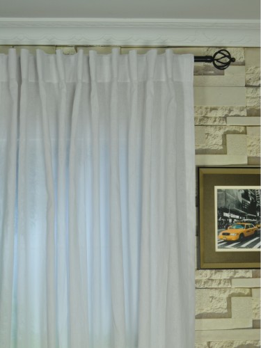 QYK246SAG Eos Linen Natural Solid Concealed Tab Top Sheer Curtains (Color: White)