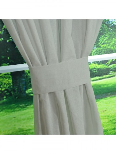 QYK246SAG Eos Linen Natural Solid Concealed Tab Top Sheer Curtains Fabric Tieback