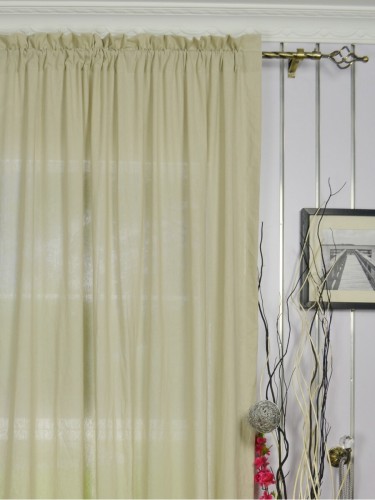 QYK246SBE Eos Linen Gray Black Solid Rod Pocket Sheer Curtains Heading Style