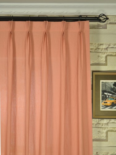 QYK246SE Eos Linen Red Pink Solid Custom Made Sheer Curtains (Heading: Triple Pinch Pleat)