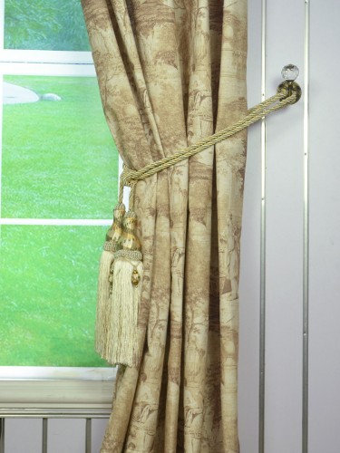 Eos Ancient Life Printed Faux Linen Versatile Pleat Curtain Tassel Tieback