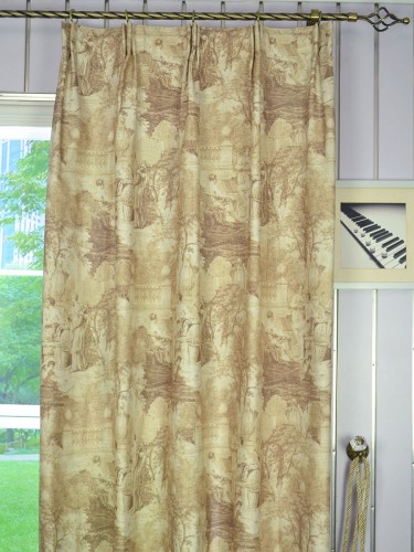 Eos Ancient Life Printed Faux Linen Versatile Pleat Curtain