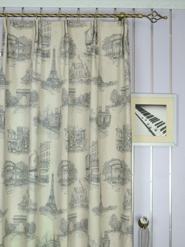 Eos Castle Printed Faux Linen Custom Made Curtains (Heading: Versatile Pleat)