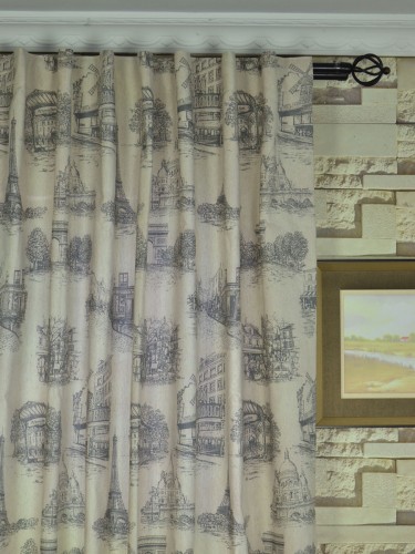 Eos Castle Printed Faux Linen Concealed Tab Top Curtain Heading Style