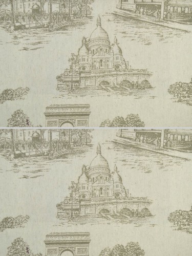 Eos Castle Printed Faux Linen Double Pinch Pleat Curtain (Color: Drab)