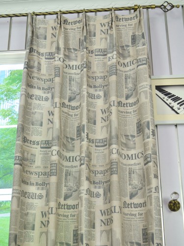 Eos Newspaper Printed Faux Linen Versatile Pleat Curtain Fabric