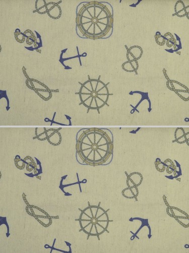 Eos Nautical Printed Faux Linen Versatile Pleat Curtain (Color: Cerulean Blue)