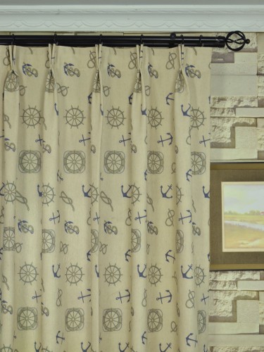 Eos Newspaper Printed Faux Linen Custom Made Curtains (Heading: Double Pinch Pleat)