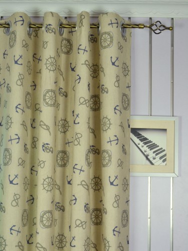 Eos Newspaper Printed Faux Linen Custom Made Curtains (Heading: Eyelet)