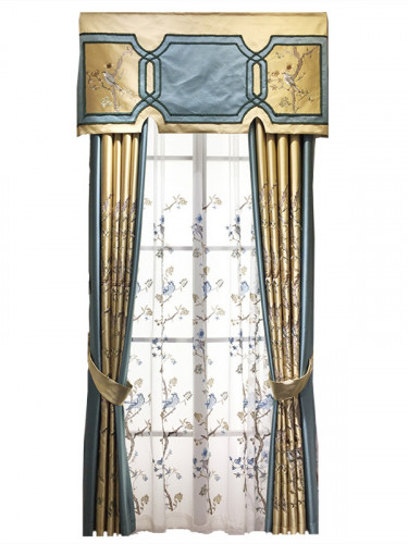 Silver Beach Embroidered Blessed Faux Silk Custom Made Curtains