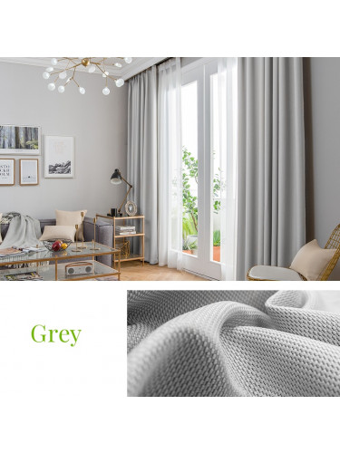 QYL202310A New Arrival Petrel Blue Grey Green Gold Red Wave Pattern Faux Linen Ready Made Curtains For Living Room(Color: Grey)