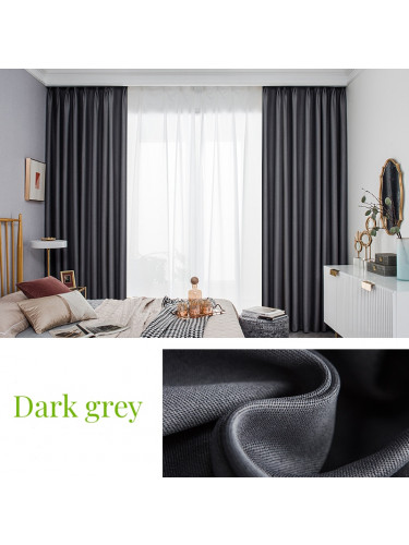 QYL202310BA New Arrival Petrel Blue Grey Pink Gold Wave Pattern Faux Linen Ready Made Curtains For Living Room(Color: Dark grey)