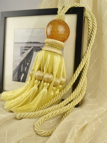 3 Colors QYM12 Curtain Tassel Tiebacks (Color: Light Yellow)