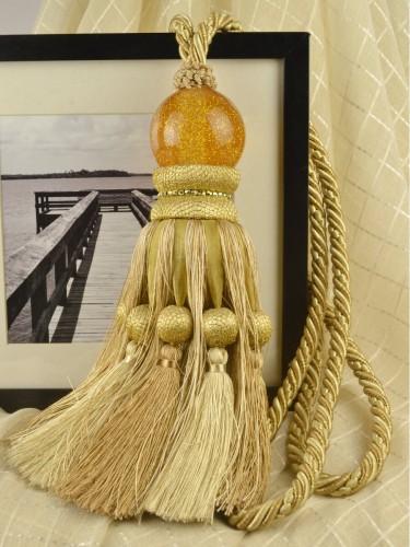 3 Colors QYM12 Curtain Tassel Tiebacks (Color: Yellow)