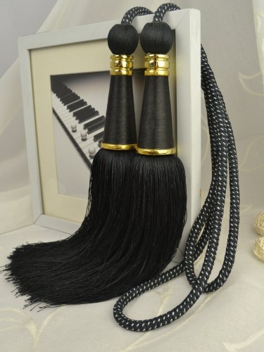 5 Colors QYM27 Curtain Tassel Tiebacks (Color: Black)