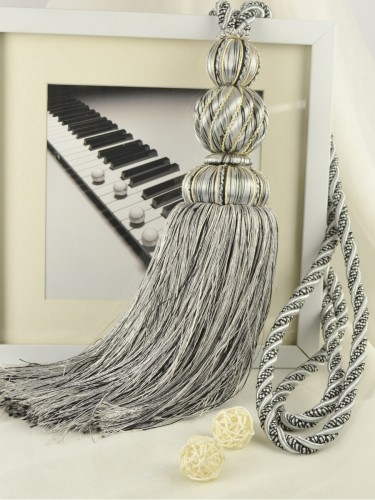 6 Colors QYM30 Curtain Tassel Tiebacks (Color: Gray in Black)