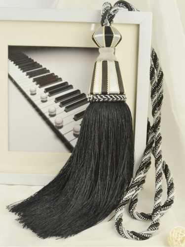 9 Colors QYM32 Curtain Tassel Tiebacks (Color: Black)