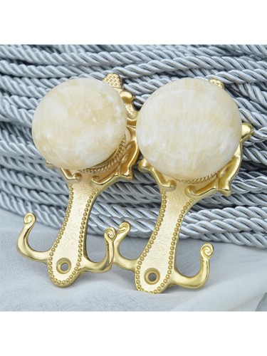 4 Colors QYM67 Stone and Aluminum Alloy Curtain Hold Backs (Color: Yellow)