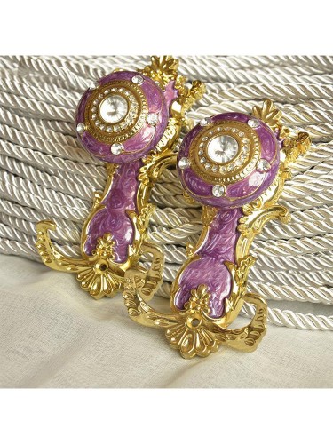 5 Colors QYM76 Crystal Curtain Hold Backs (Color: Purple in gold)