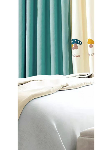 QYOM1221D Cradle Mushroom Blue Yellow Custom Made Children Curtains