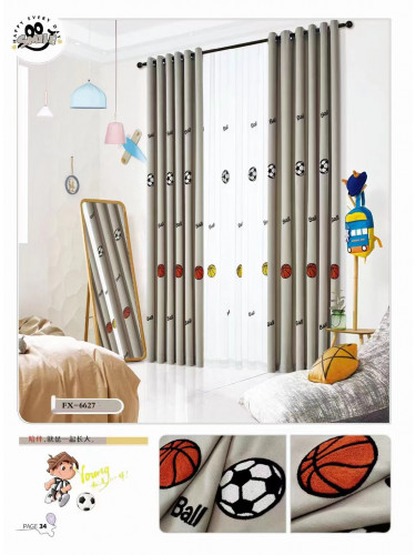 QYOM1221E Cradle Football Grey Yellow Custom Made Children Curtains