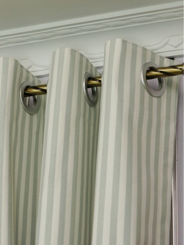 QYQ135BD Modern Small Striped Yarn Dyed Eyelet Ready Made Curtains Fabric Details