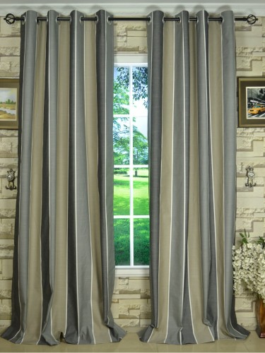 QYQ135C Modern Big Striped Yarn Dyed Custom Made Curtains Davys Grey Color