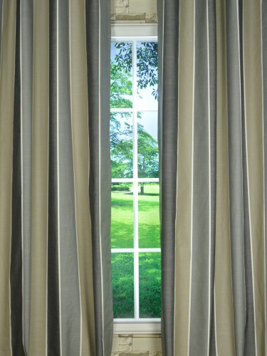 QYQ135C Modern Big Striped Yarn Dyed Custom Made Curtains (Color: Davys Grey)