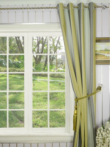 QYQ135CD Modern Big Striped Yarn Dyed Eyelet Ready Made Curtains (Color: Old Silver)