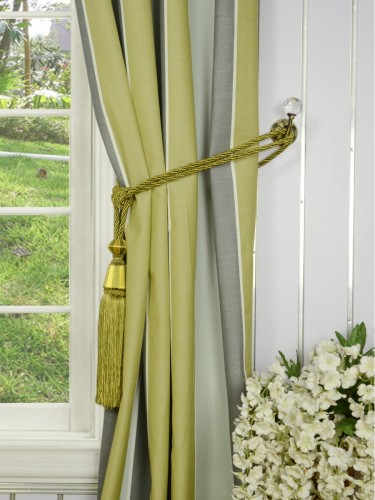 QYQ135CD Modern Big Striped Yarn Dyed Eyelet Ready Made Curtains Decorative Tiebacks