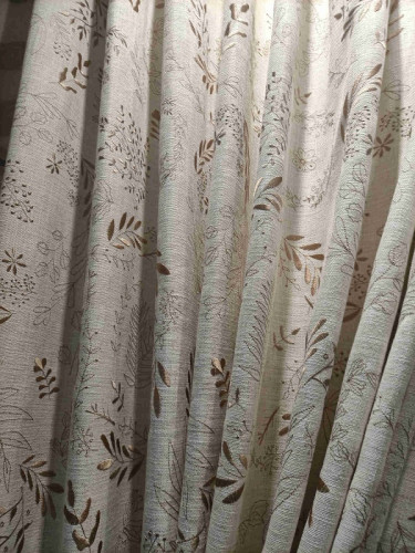 EQYQ241AD extra Wide Linen Blackout Curtains Tab Top Embroidered