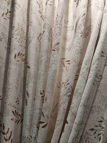 QYQ241A Made To Measure Linen Curtains Embroidered Leaves