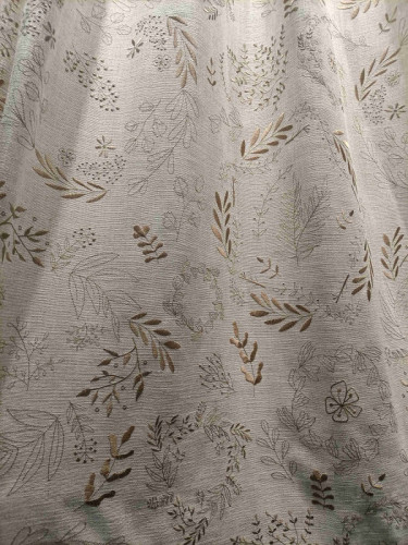 EQYQ241AD extra Wide Linen Blackout Curtains Tab Top Embroidered