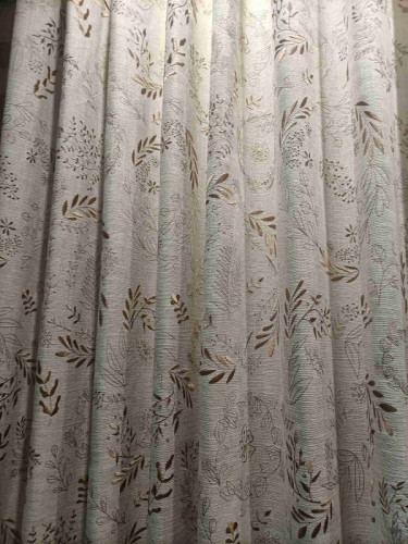 EQYQ241AD extra Wide Linen Blackout Curtains Tab Top Embroidered