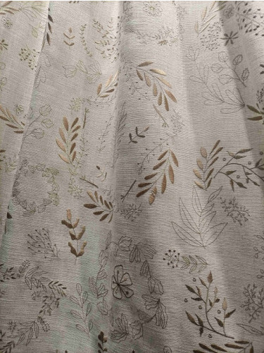 EQYQ241AD extra Wide Linen Blackout Curtains Tab Top Embroidered