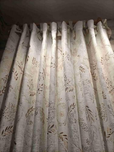 QYQ241A Made To Measure Linen Curtains Embroidered Leaves
