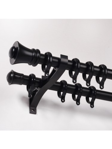 QYR0122 28mm Diameter Aluminum Alloy Acropolis Single Curtain Rod Set (Color: Black)