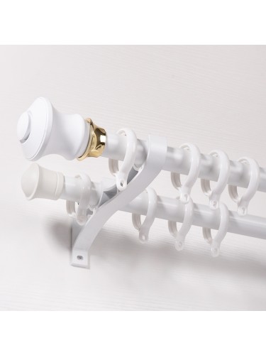 QYR6122 28mm Diameter Aluminum Alloy Acropolis Single Curtain Rod Set (Color: White)