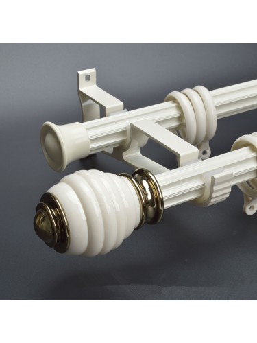 QYR0321 28mm Bates Aluminum Alloy Double Curtain Rod Set  (Color: Ivory)