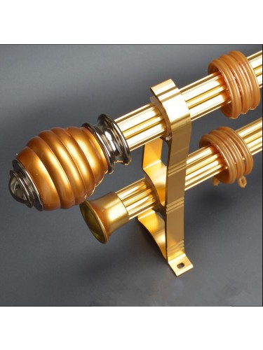 QYR0321 28mm Bates Aluminum Alloy Double Curtain Rod Set  (Color: Gold)