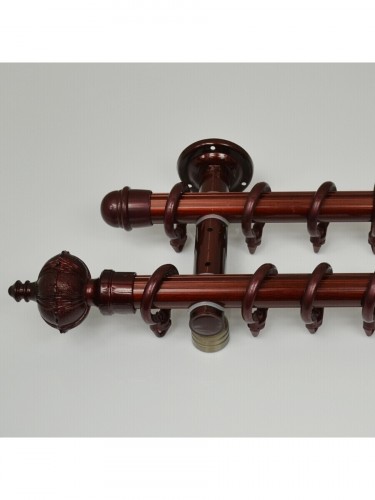 QYR0423 28mm Buller Aluminum Alloy Double Curtain Rod Set (Color: Red Wood)