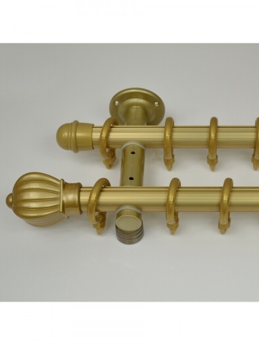 QYR0421 28mm Buller Aluminum Alloy Double Curtain Rod Set (Color: Light Gold)