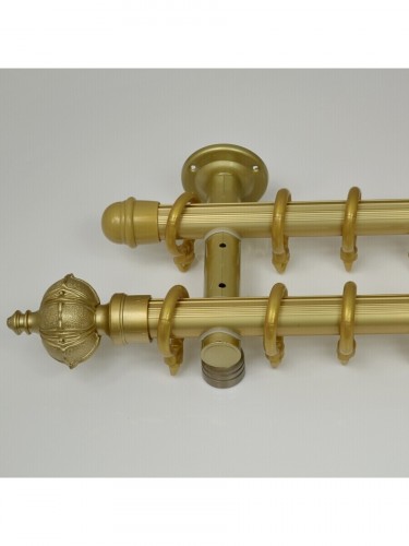 QYR0423 28mm Buller Aluminum Alloy Double Curtain Rod Set (Color: Light Gold)