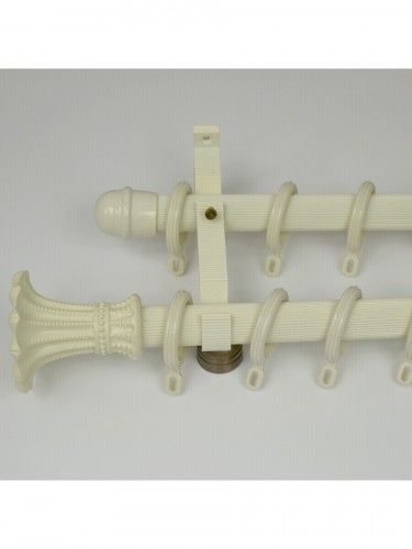 QYR0521 28mm Cardwell Aluminum Alloy Double Curtain Rod Set (Color: Ivory)