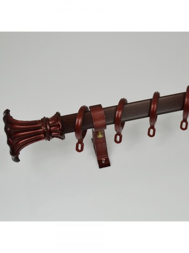 QYR0520 28mm Cardwell Aluminum Alloy Single Curtain Rod Set (Color: Red Wood)