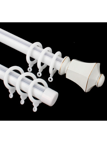 QYR0720 28mm Duval Aluminum Alloy Ceiling/Wall Mount Single Curtain Rod Set (Color: White wall mount)