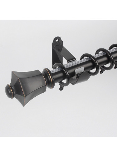 QYR0720 28mm Duval Aluminum Alloy Ceiling/Wall Mount Single Curtain Rod Set(Color: Black wall mount)