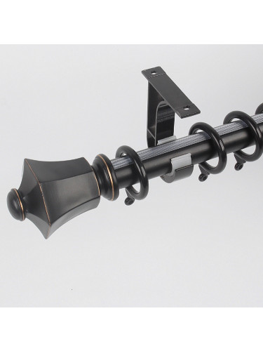 QYR0720 28mm Duval Aluminum Alloy Ceiling/Wall Mount Single Curtain Rod Set(Color: Black ceiling mount)