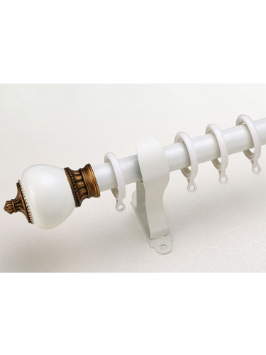 QYR08 28mm Grattai Crystal Ball Finial Aluminum Alloy Single Double Curtain rod set(Color: Ivory)