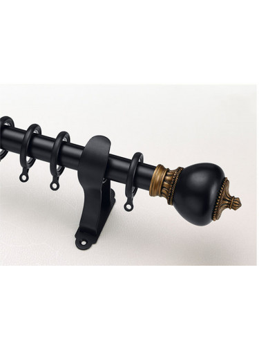 QYR08 28mm Grattai Crystal Ball Finial Aluminum Alloy Single Double Curtain rod set(Color: Black)